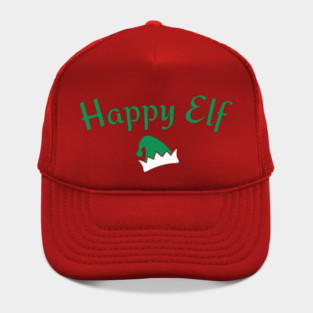 Happy Elf — Retro Christmas Text with Elf Hat Hat