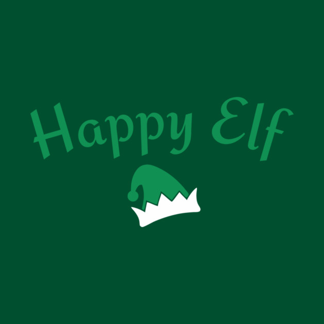 Happy Elf — Retro Christmas Text with Elf Hat by DonWillisJrArt