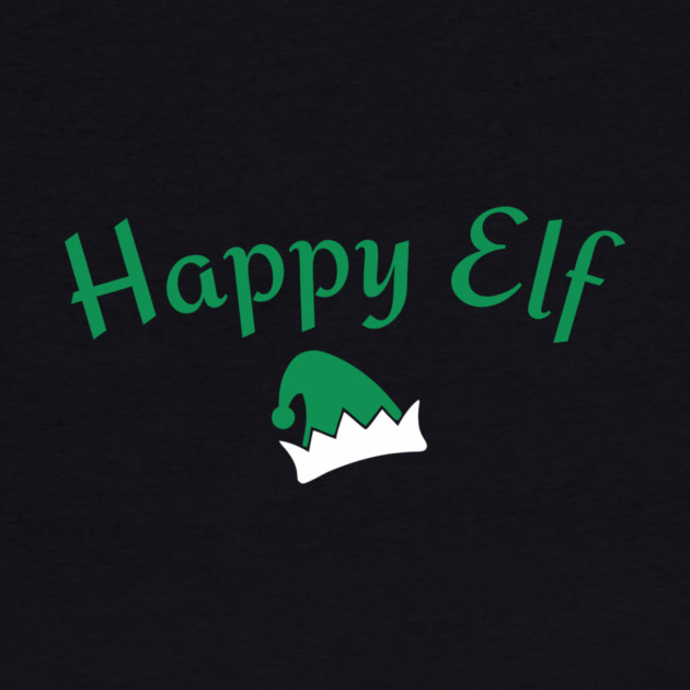 Happy Elf — Retro Christmas Text with Elf Hat by DonWillisJrArt