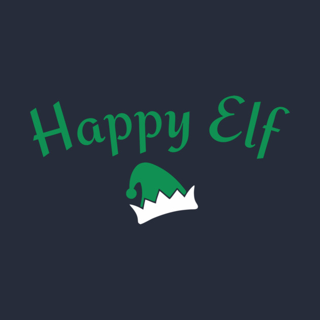 Happy Elf — Retro Christmas Text with Elf Hat by DonWillisJrArt