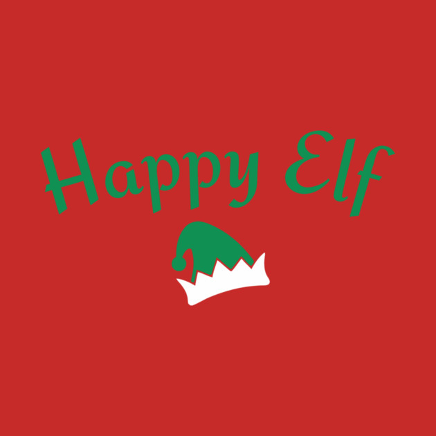 Happy Elf — Retro Christmas Text with Elf Hat by DonWillisJrArt