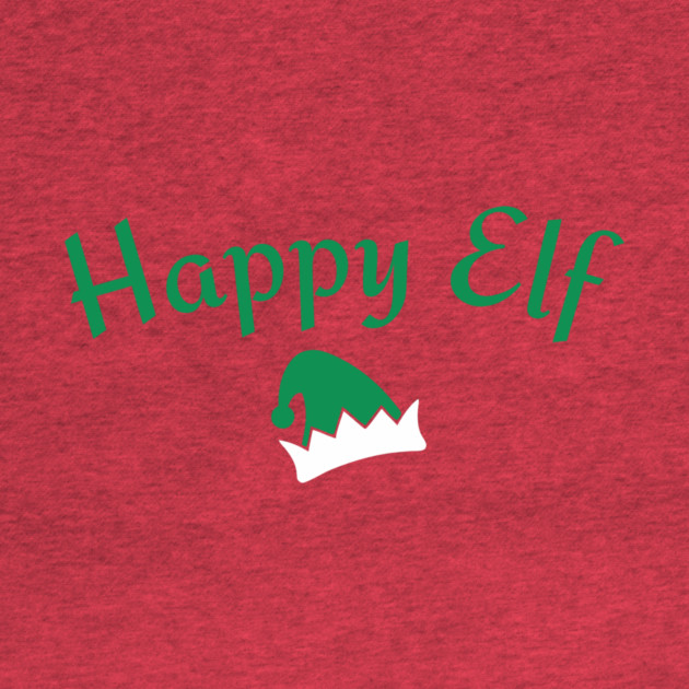 Happy Elf — Retro Christmas Text with Elf Hat by DonWillisJrArt