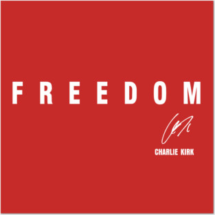 Freedom Charlie- Kirk Signature In October We Wear Red  October 14th Posters and Art