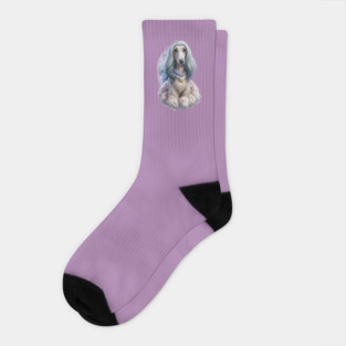Afghan Hound Puppy in Cosmic Glow – Fantasy Dog Art Socks