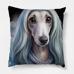 Afghan Hound Puppy in Cosmic Glow – Fantasy Dog Art Pillow