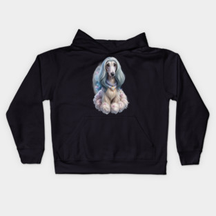 Afghan Hound Puppy in Cosmic Glow – Fantasy Dog Art Kids Hoodie