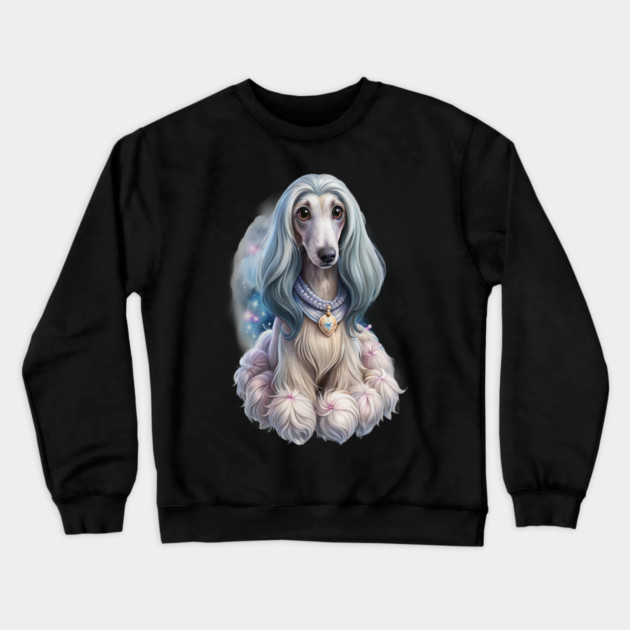 Afghan Hound Puppy in Cosmic Glow – Fantasy Dog Art Crewneck Sweatshirt by IamActiveDog
