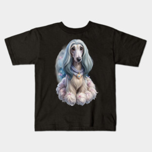 Afghan Hound Puppy in Cosmic Glow – Fantasy Dog Art Kids T-Shirt