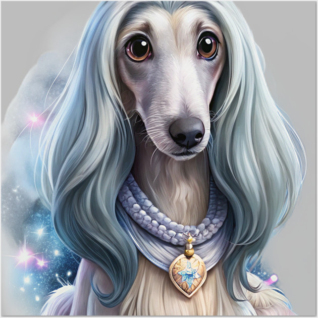 Afghan Hound Puppy in Cosmic Glow – Fantasy Dog Art Wall Art by IamActiveDog