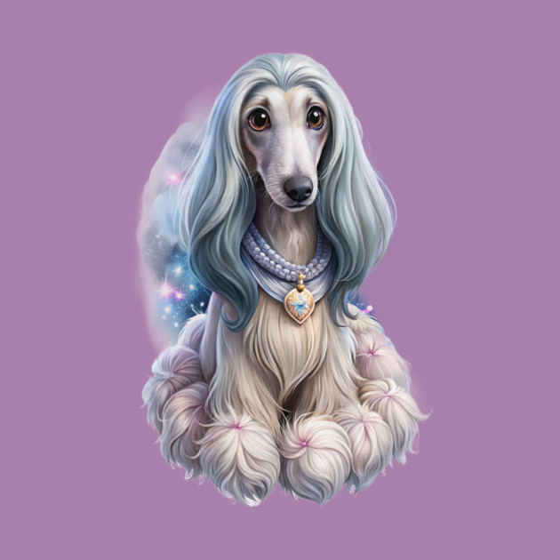Afghan Hound Puppy in Cosmic Glow – Fantasy Dog Art by IamActiveDog