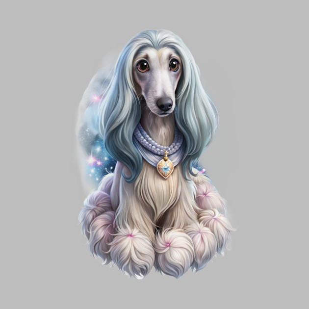 Afghan Hound Puppy in Cosmic Glow – Fantasy Dog Art by IamActiveDog