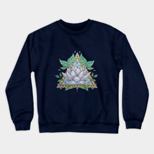 Stained Glass Lotus Illustration Crewneck Sweatshirt