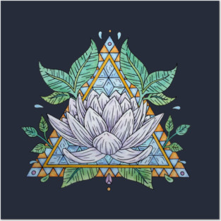 Stained Glass Lotus Illustration Posters and Art