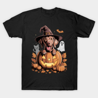 Vizsla Dog Pumpkin Halloween Thanksgiving T-Shirt