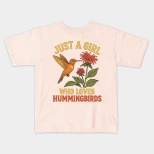 Just A Girl Who Loves Hummingbirds Bird Watcher Kids T-Shirt