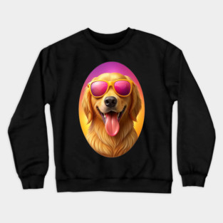 Cool Golden Retriever with Sunglasses | Fun Summer Dog Illustration Crewneck Sweatshirt
