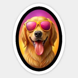 Cool Golden Retriever with Sunglasses | Fun Summer Dog Illustration Sticker