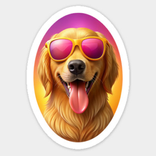 Cool Golden Retriever with Sunglasses | Fun Summer Dog Illustration Magnet