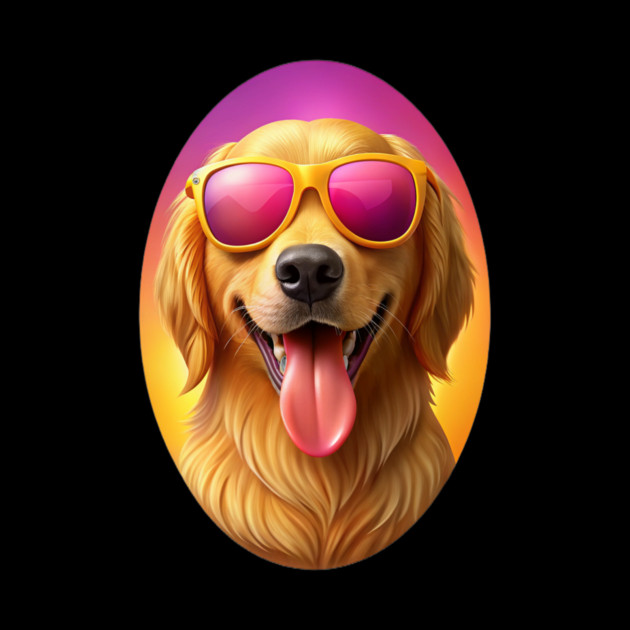 Cool Golden Retriever with Sunglasses | Fun Summer Dog Illustration by IamActiveDog