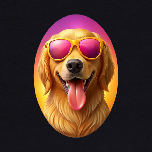 Cool Golden Retriever with Sunglasses | Fun Summer Dog Illustration by IamActiveDog