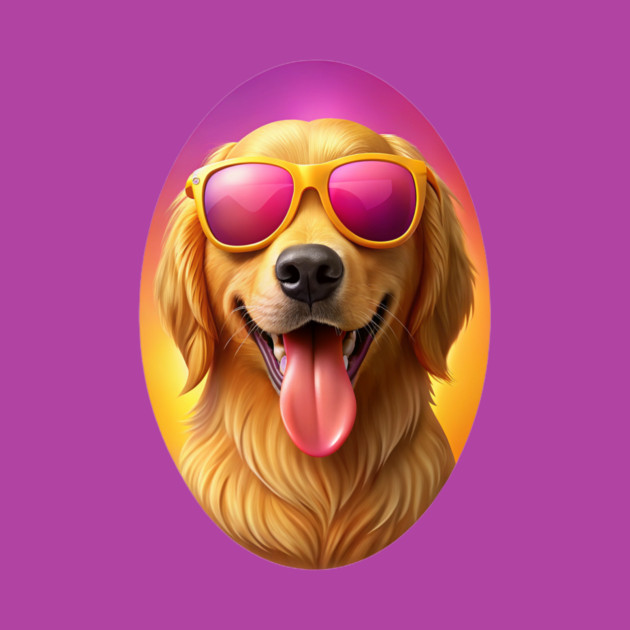 Cool Golden Retriever with Sunglasses | Fun Summer Dog Illustration by IamActiveDog