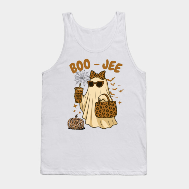 Coquette Leopard Print Boo Jee Ghost Halloween Tank Top by The WYLD Tribe