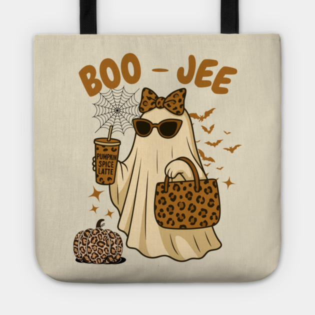 Coquette Leopard Print Boo Jee Ghost Halloween Tote by The WYLD Tribe