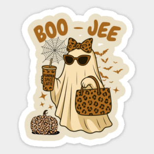 Coquette Leopard Print Boo Jee Ghost Halloween Sticker