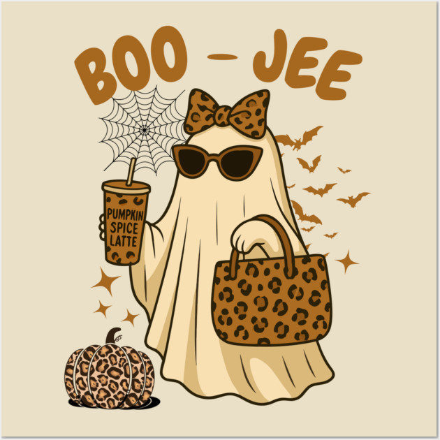 Coquette Leopard Print Boo Jee Ghost Halloween Wall Art by The WYLD Tribe