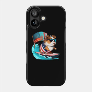 Guinea Pig Surfer Surfing American Flag Phone Case