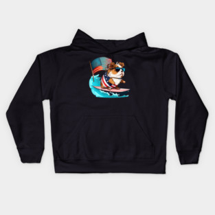 Guinea Pig Surfer Surfing American Flag Kids Hoodie