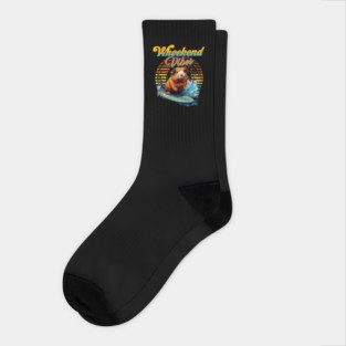 Wheekend Vibes Pun Surfing Guinea Pig Socks