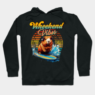 Wheekend Vibes Pun Surfing Guinea Pig Hoodie