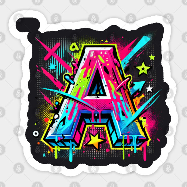 Graffiti Letter A Neon Street Art Design Sticker by Anne Lee