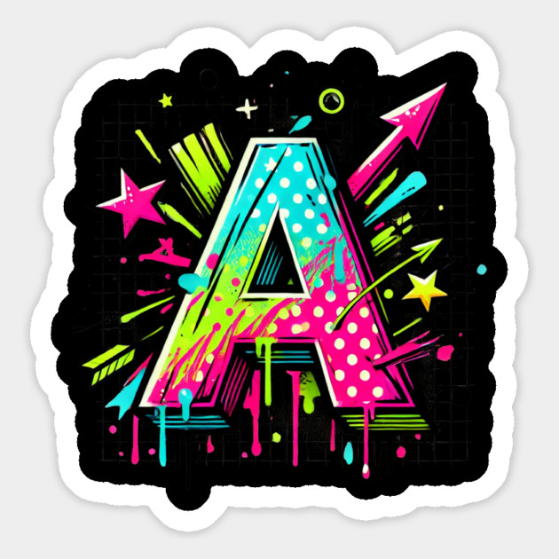 Neon Graffiti Letter A Pop Art Explosion Magnet by Anne Lee
