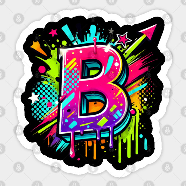 Graffiti Letter B Neon Spray Paint Art Sticker by Anne Lee