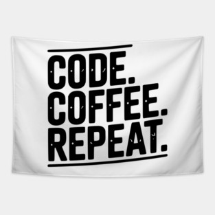 Code Coffee Repeat Tapestry