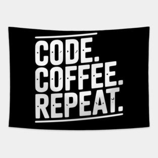 Code Coffee Repeat Tapestry