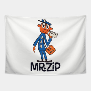 USPS Retro Mailman Design – Postal Worker Mr.zip Tapestry