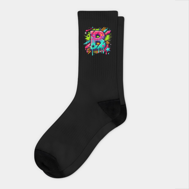 Graffiti Letter B Drip Paint Street Style Art Socks by Anne Lee