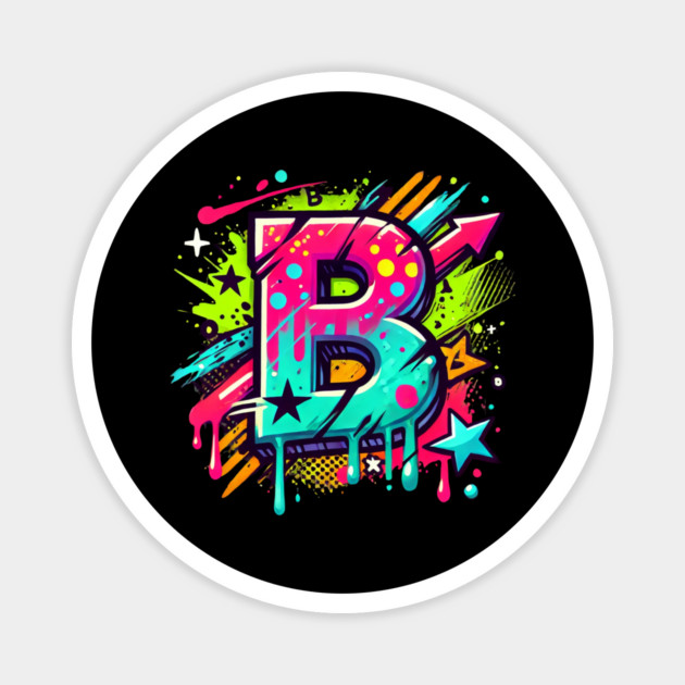 Graffiti Letter B Drip Paint Street Style Art Magnet by Anne Lee