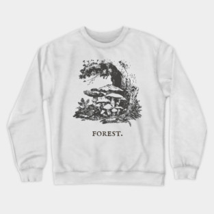 Forest Floor Mushrooms Vintage Fairytale Illustration Crewneck Sweatshirt