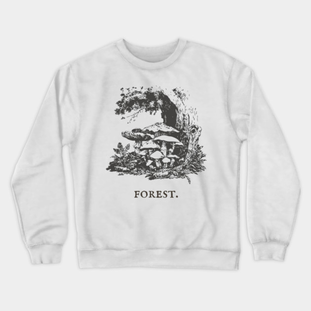 Forest Floor Mushrooms Vintage Fairytale Illustration Crewneck Sweatshirt by TuncGK