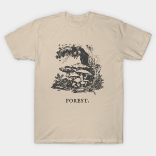 Forest Floor Mushrooms Vintage Fairytale Illustration T-Shirt