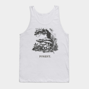 Forest Floor Mushrooms Vintage Fairytale Illustration Tank Top