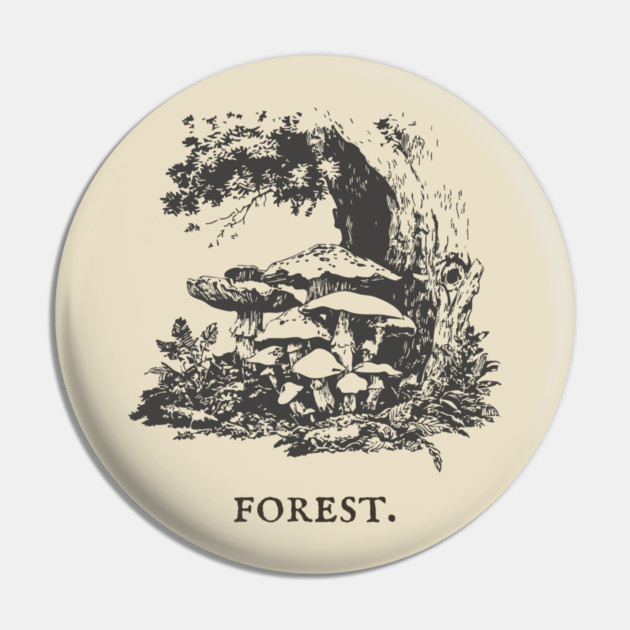 Forest Floor Mushrooms Vintage Fairytale Illustration Pin by TuncGK