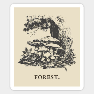 Forest Floor Mushrooms Vintage Fairytale Illustration Sticker