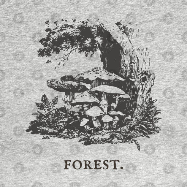 Forest Floor Mushrooms Vintage Fairytale Illustration by TuncGK