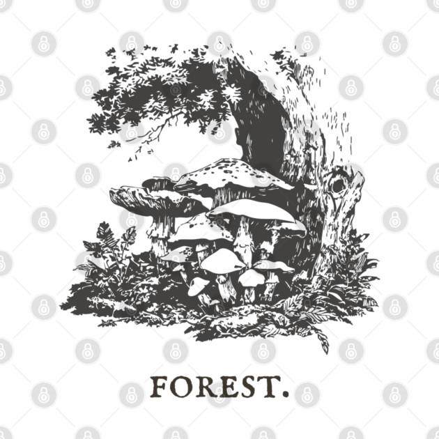 Forest Floor Mushrooms Vintage Fairytale Illustration by TuncGK