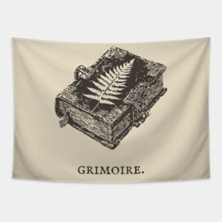Ancient Grimoire Book of Spells Illustration Tapestry
